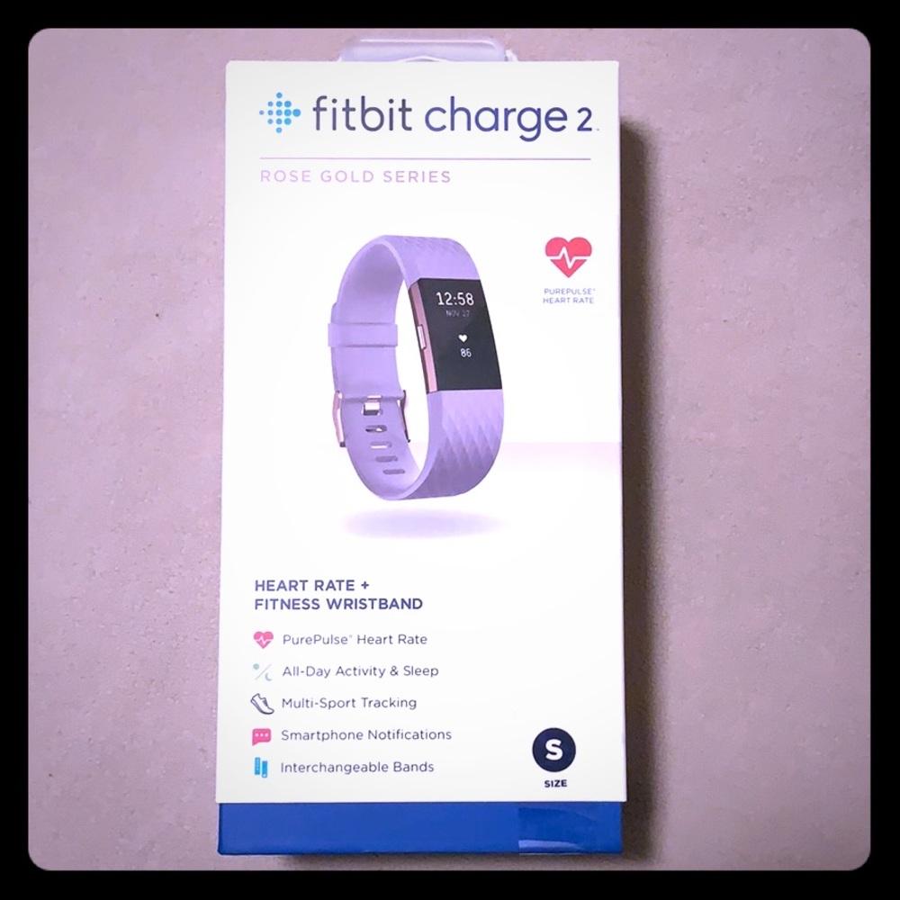 New In Box Fitbit Charge 2 Rose Gold Series size S